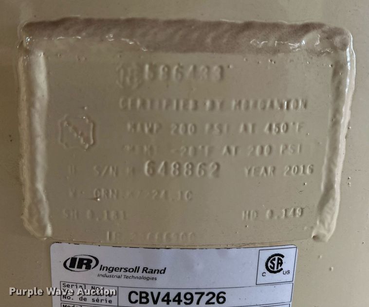 image for item OG9117 2016 Ingersoll Rand  air compressor