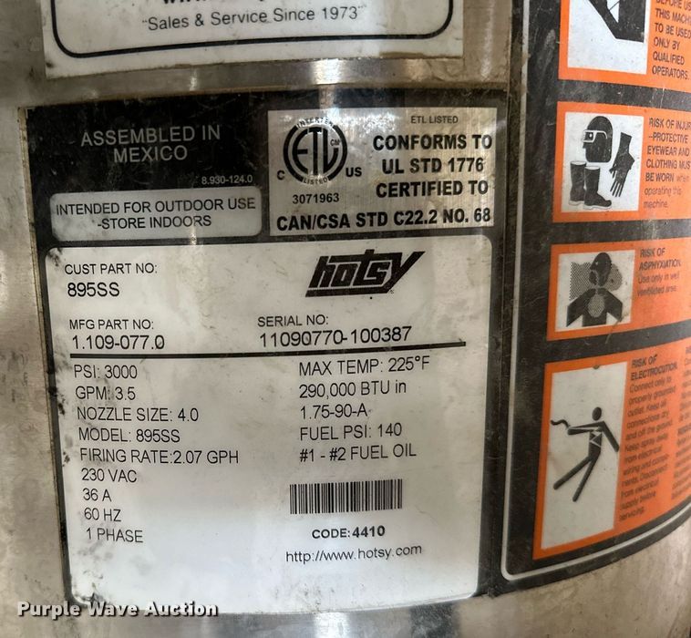 image for item OG9118 Hotsy  pressure washer