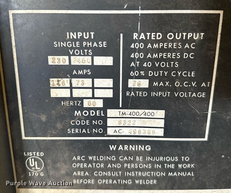 image for item OG9119 Lincoln TM-400/400  welder