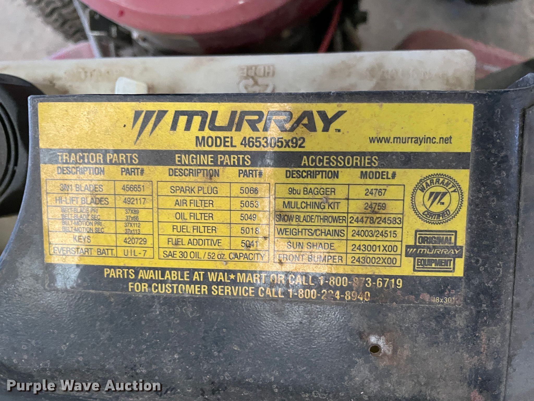 Murray WideBody LT lawn mower in Pampa, TX Item LB9283 sold Purple Wave