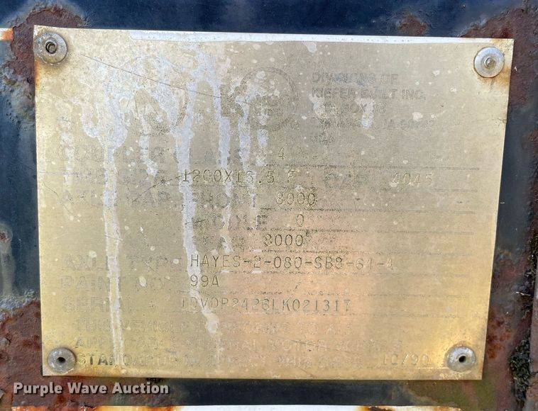 image for item DL3767 1990 Kiefer Built  livestock trailer