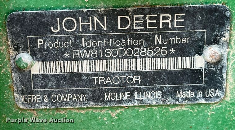 image for item DP0483 2008 John Deere 8130  MFWD tractor