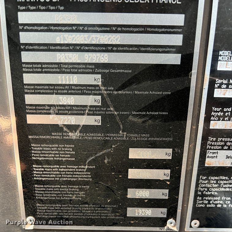 image for item DR5674 2017 Manitou MLT840  telehandler