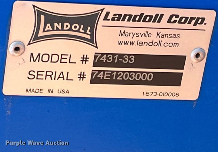 image for item DR5678 2012 Landoll 7431-33  vertical tillage