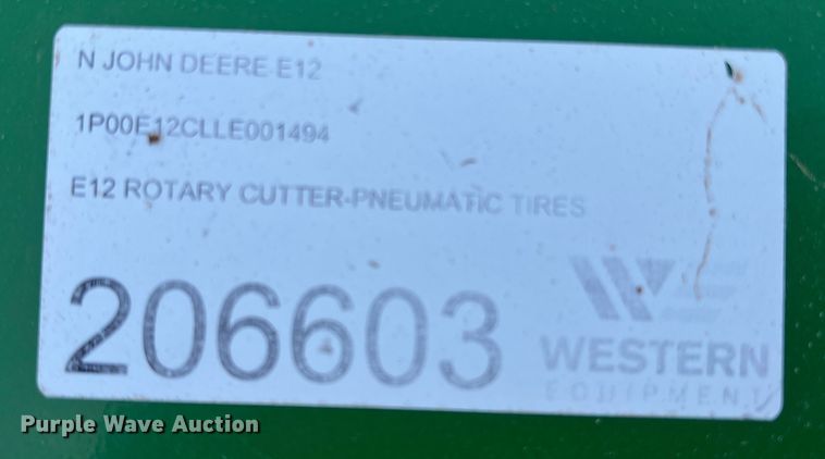 image for item DR5693 2020 John Deere E12  batwing rotary mower