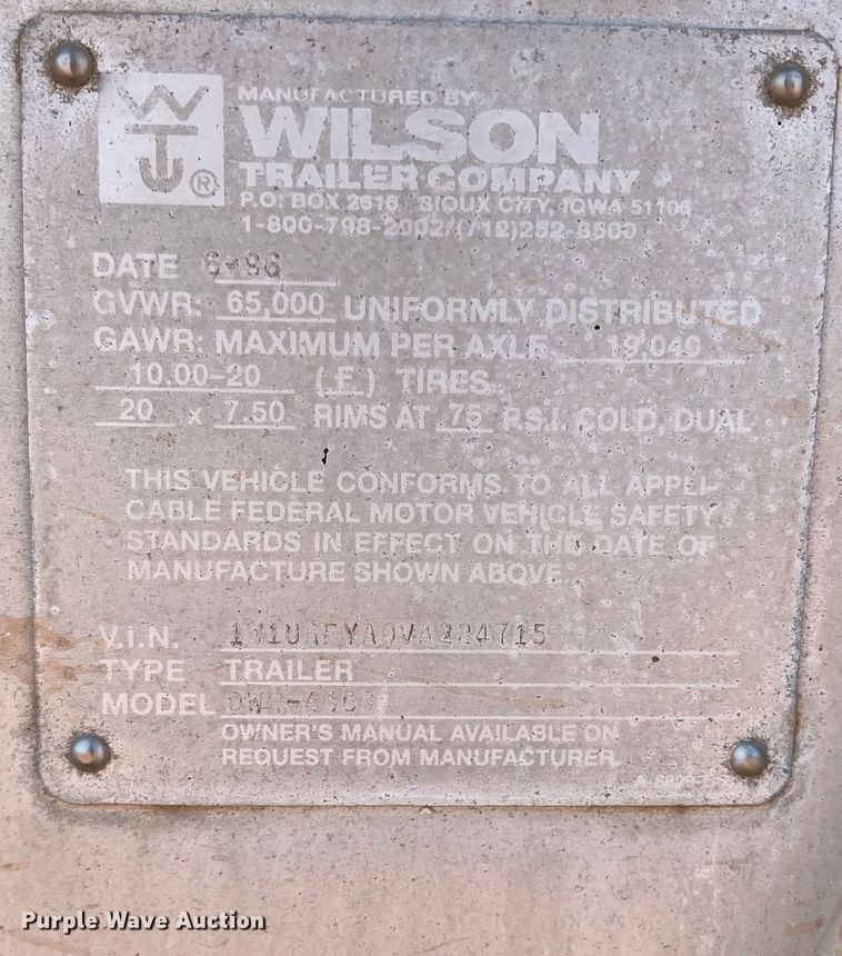 image for item DR5696 1997 Wilson DWH-400B  grain trailer
