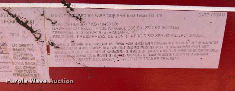 image for item DR5700 2018 East Texas Trailers  fuel trailer