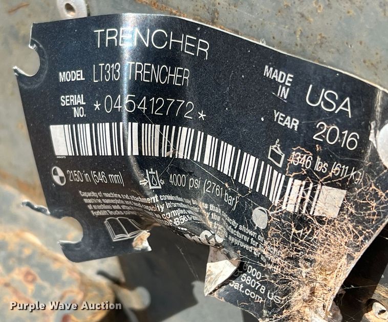 image for item DR5704 2016 Bobcat LT313  skid steer trencher