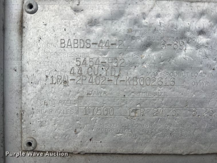 image for item DR5715 1989 Beall BABDS-44-2  bottom dump trailer