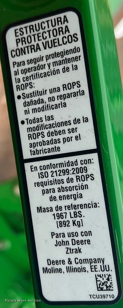 image for item DR5716 2018 John Deere Z945M  ZTR lawn mower