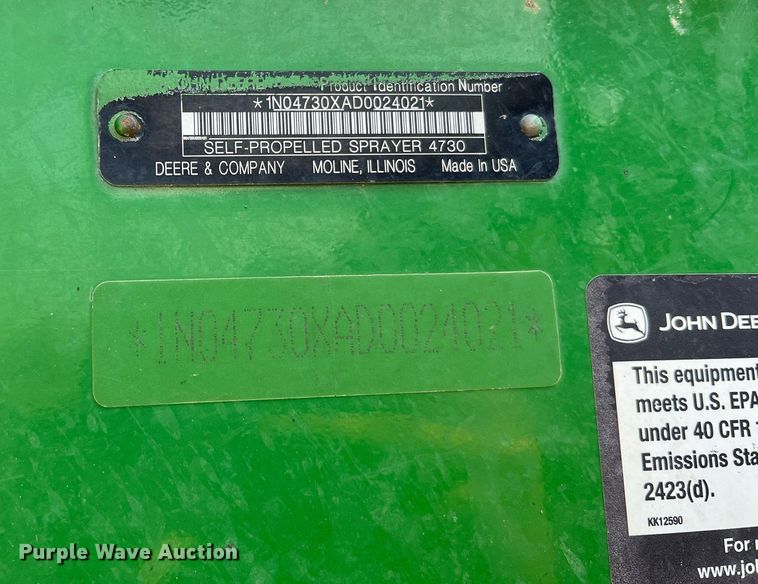image for item II9113 2013 John Deere 4730  sprayer