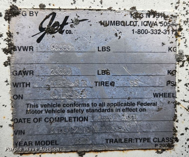 image for item JB9754 2001 Jet  grain trailer
