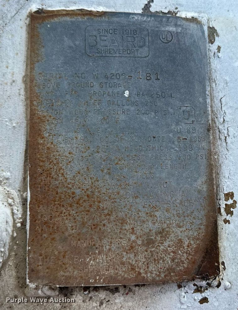 image for item KL9057 Beaird  propane tank