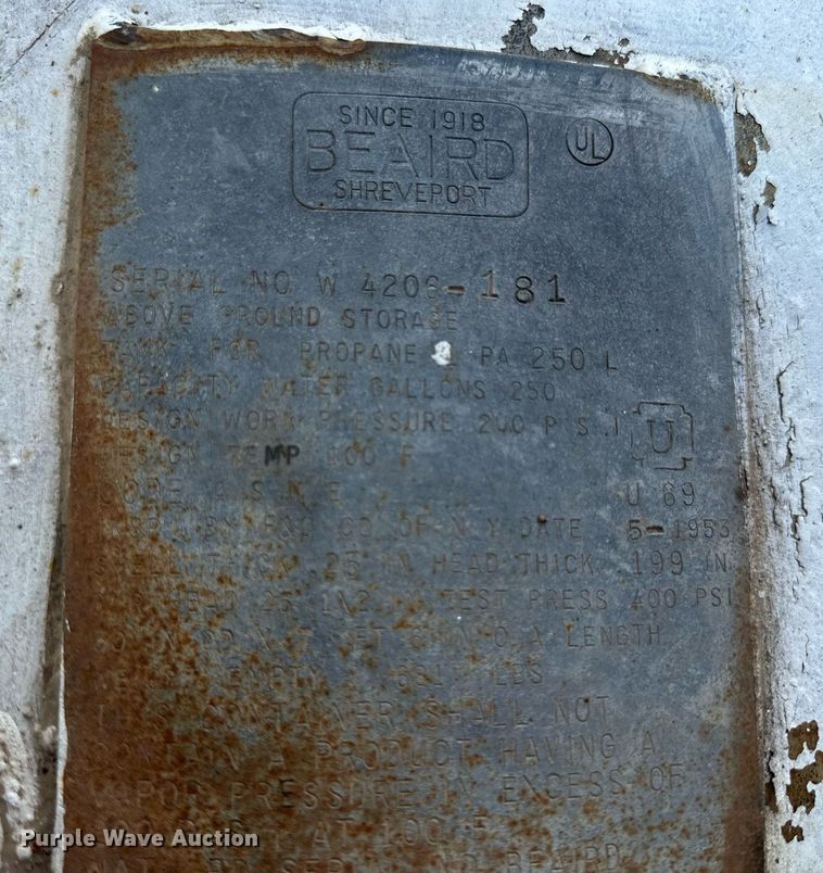 image for item KL9057 Beaird  propane tank
