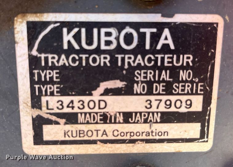 image for item LA9993 Kubota L3430D  MFWD tractor