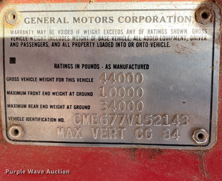 image for item LB9368 1977 Chevrolet C65  grain truck