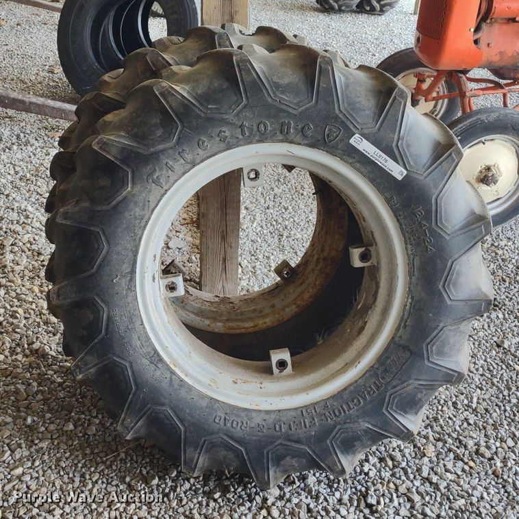 image for item LL9176 (2) 12.4-24 Firestone wheels and tires