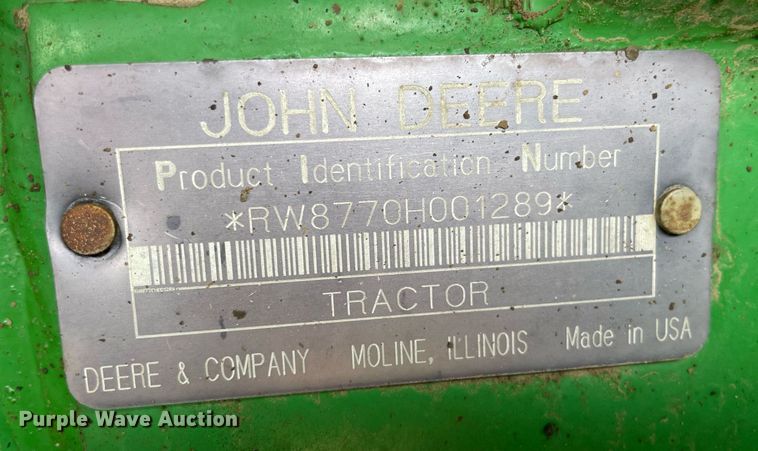 image for item LY9701 1993 John Deere 8770  4WD tractor