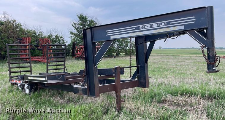 image for item LY9721 2000 Donahue EXG-150  swather / windrower trailer with hay rake