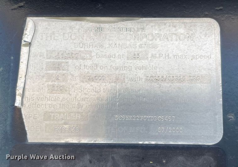 image for item LY9721 2000 Donahue EXG-150  swather / windrower trailer with hay rake