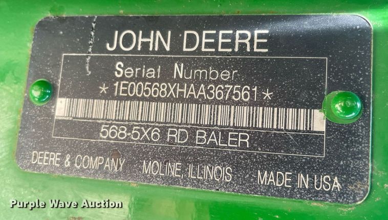 image for item ME9804 John Deere 568 Mega Wide Plus  round baler