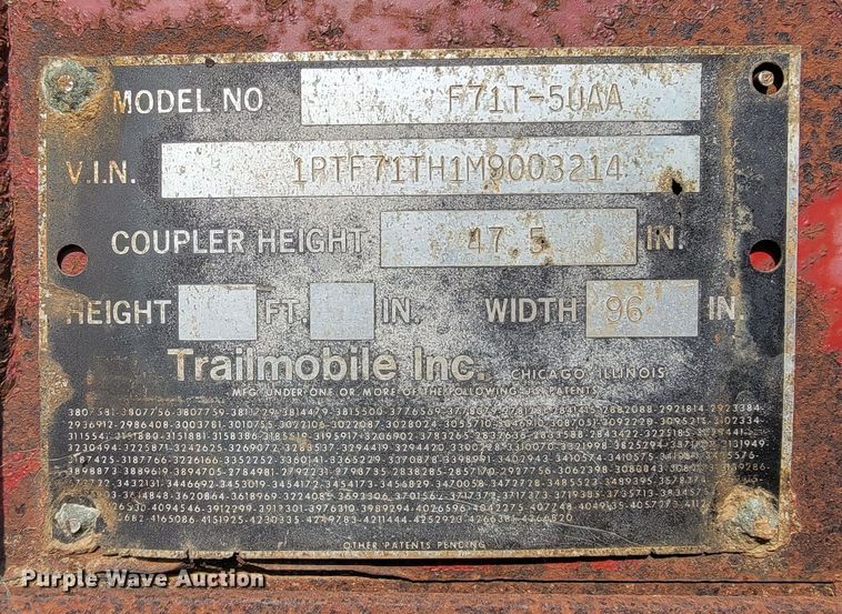 image for item ML9396 1991 Trailmobile F71T-5UAA  flatbed trailer