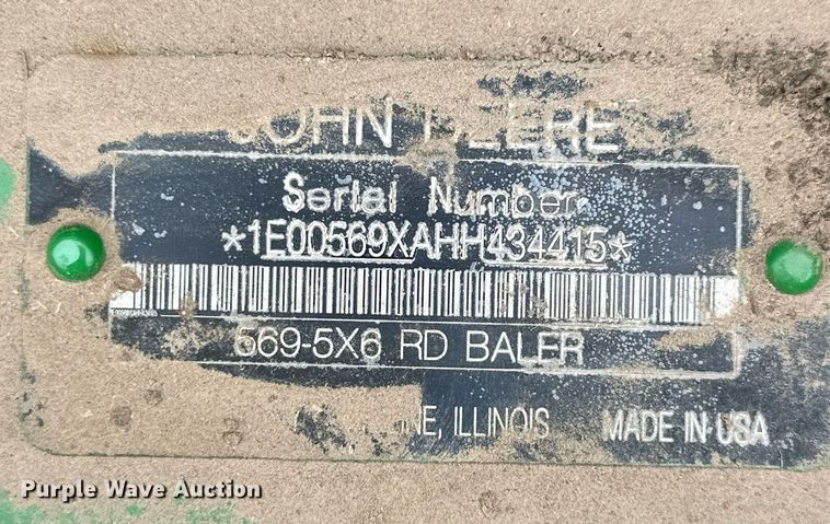 image for item NY9017 2017 John Deere 569 Mega Wide Plus  round baler