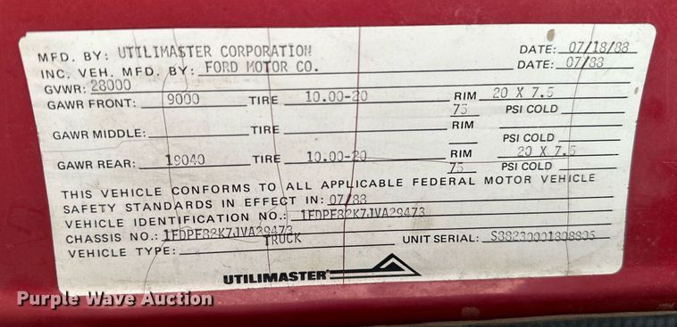 image for item OG9110 1988 Ford F800  grain truck