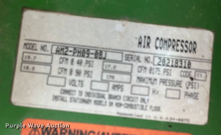 image for item DH8567 John Deere AC2-8GH  air compressor