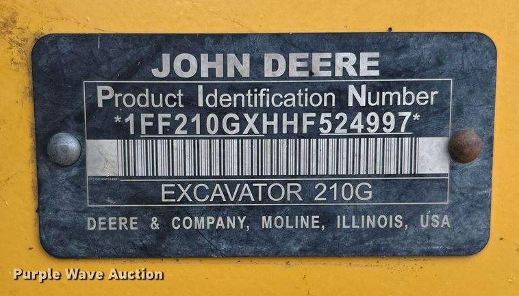 image for item DK7743 2017 John Deere 210G LC  excavator