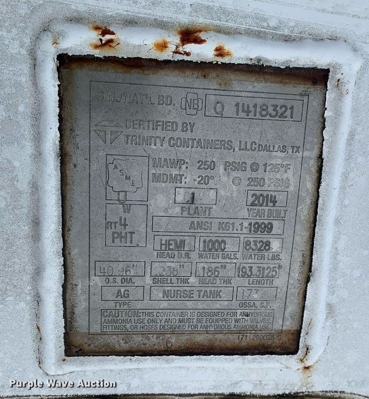 image for item DK7755 2014 Circle K CS  NH3 tank trailer