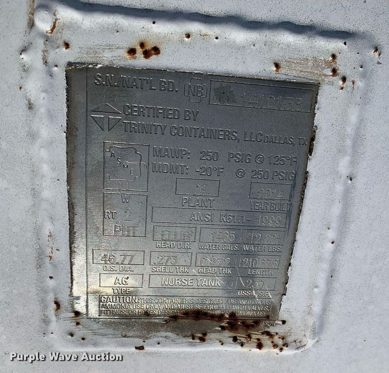 image for item DK7757 2015 Circle K CS  NH3 tank trailer