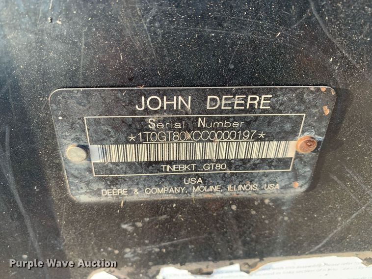 image for item DK7785 John Deere GT80  skid steer grapple bucket