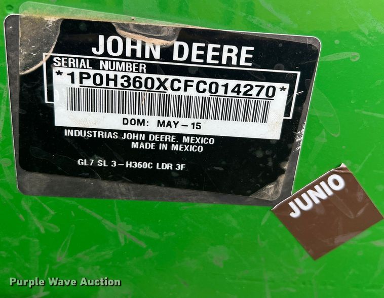 image for item DK7791 2015 John Deere 6150M  MFWD tractor