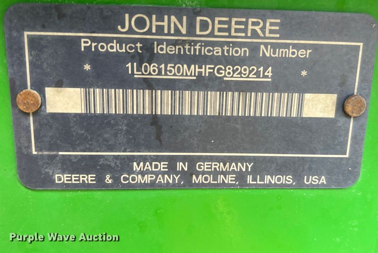 image for item DK7791 2015 John Deere 6150M  MFWD tractor
