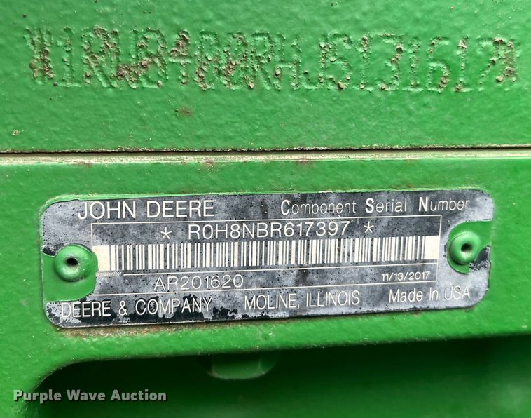 image for item DK7792 2018 John Deere 8400R  MFWD tractor