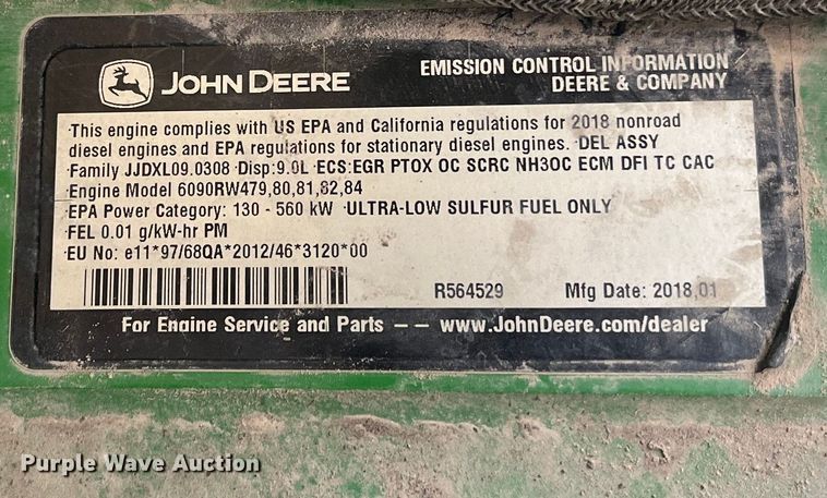image for item DK7792 2018 John Deere 8400R  MFWD tractor