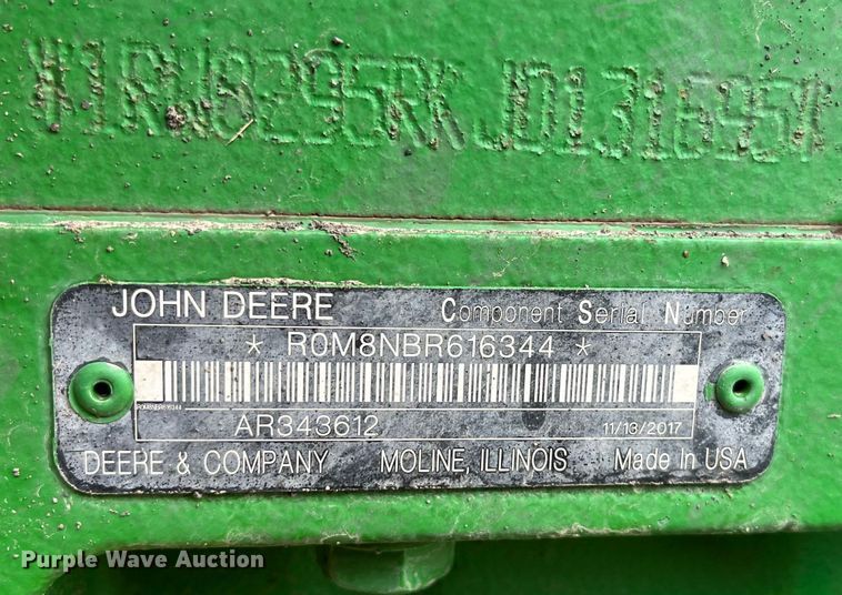 image for item DK7794 2018 John Deere 8295R  MFWD tractor