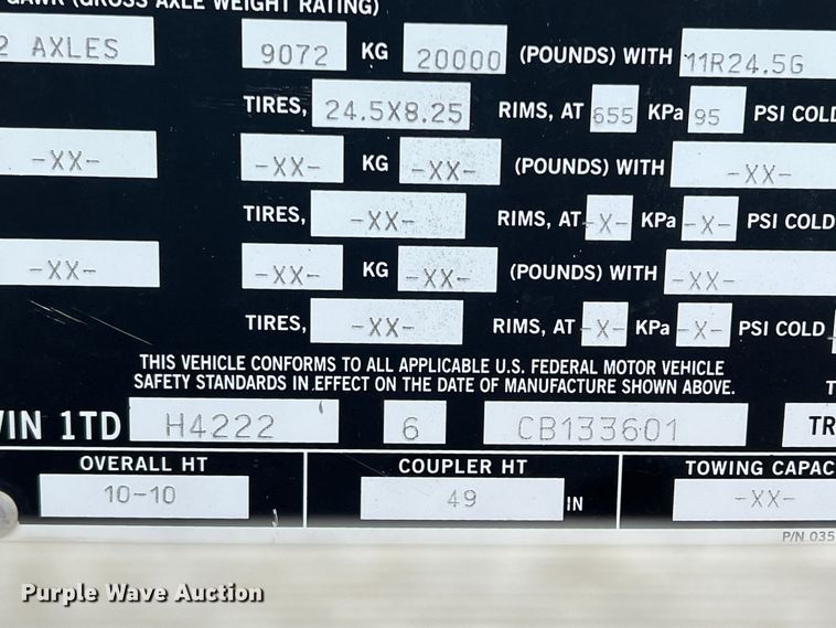 image for item DK7817 2012 Timpte Super Hopper  grain trailer