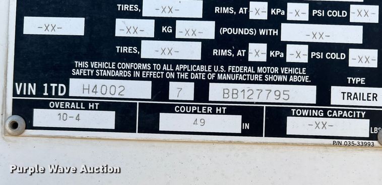 image for item DK7818 2011 Timpte Super Hopper  grain trailer