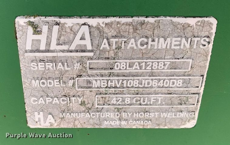 image for item DK7847 HLA MBHV108JD640DB  9'1"W bucket