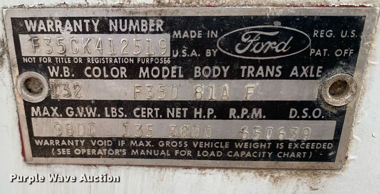 image for item DK7882 1963 Ford F350  flatbed pickup truck