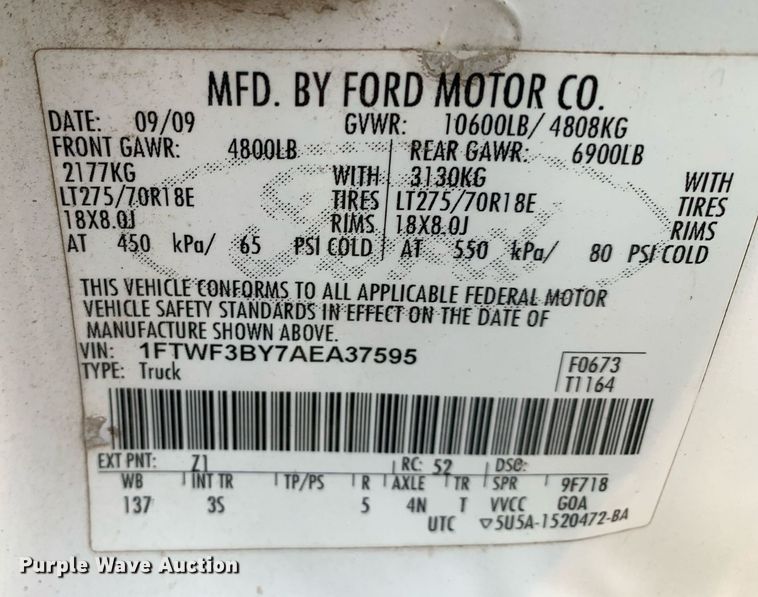 image for item DK7895 2010 Ford F350 Super Duty  flatbed pickup truck