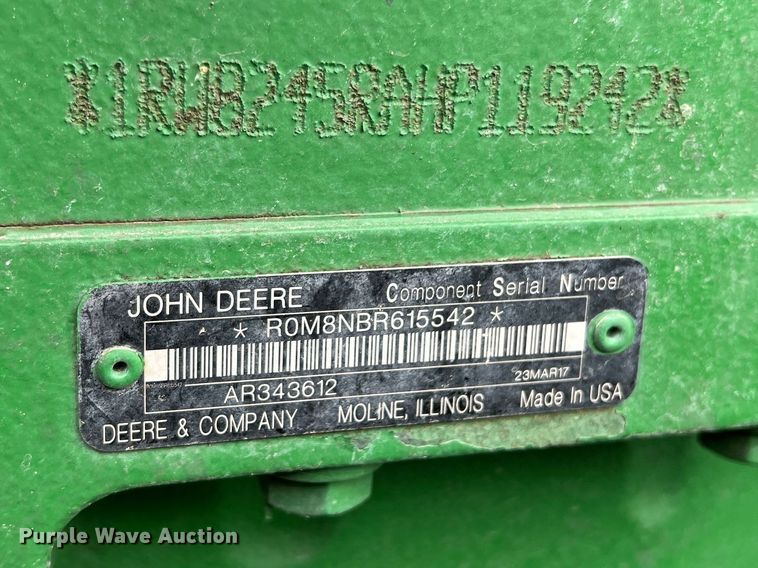 image for item DK7939 2017 John Deere 8245R  MFWD tractor