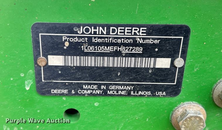 image for item DK7941 2015 John Deere 6105M  MFWD tractor