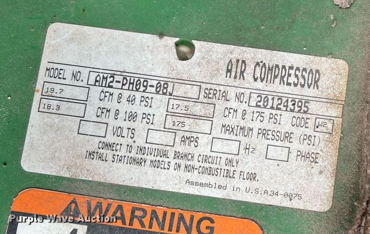 image for item DK7961 John Deere AC2-8GH  air compressor
