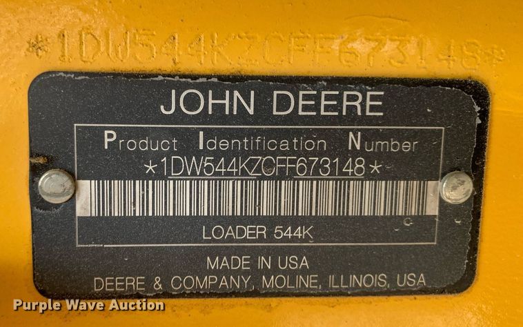 image for item DK7978 2016 John Deere 544K  wheel loader