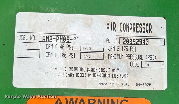 image for item DK7979 John Deere AC2-8GH  air compressor