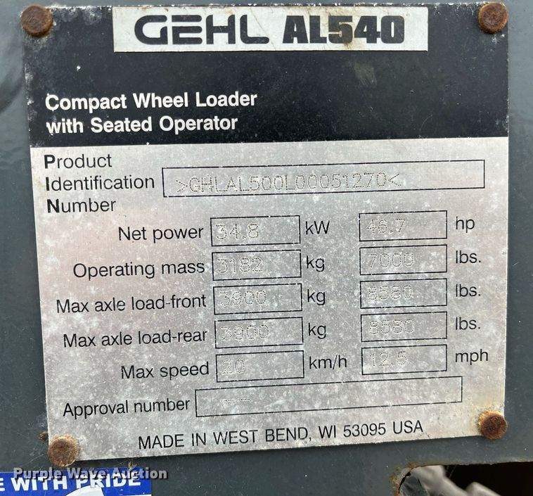 image for item DK7984 Gehl AL540  wheel loader
