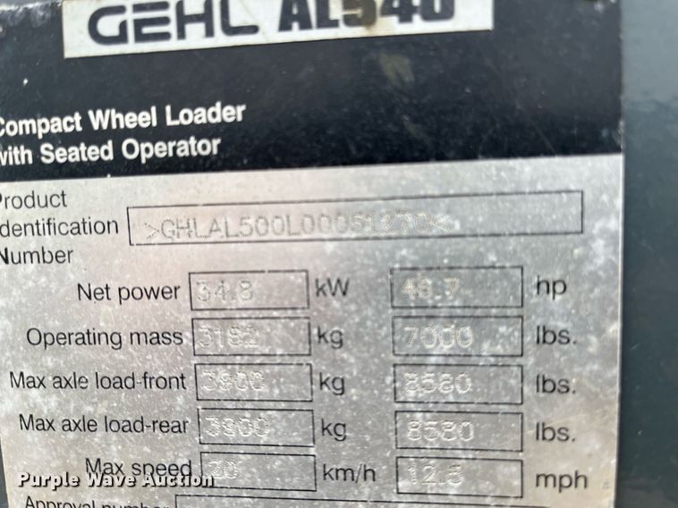 image for item DK7984 Gehl AL540  wheel loader